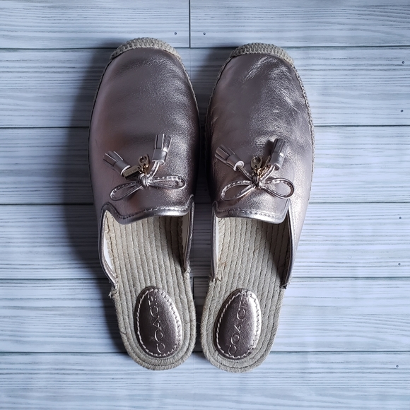 Coach Cassidy Espadrille Metallic Mule Slides - Picture 2 of 10